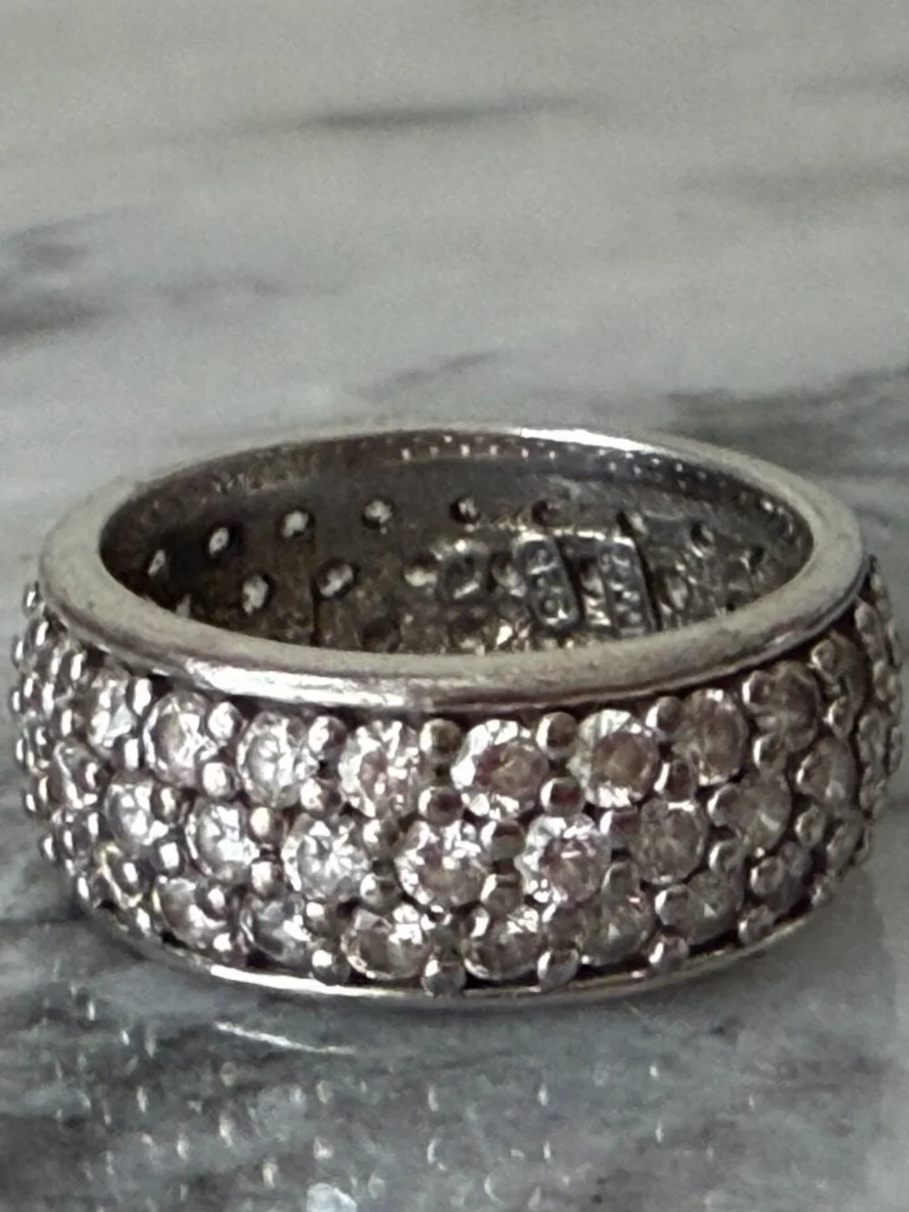 Vintage Diamonique Sterling Silver 925 Pave CZ Eternity Band - Size 5